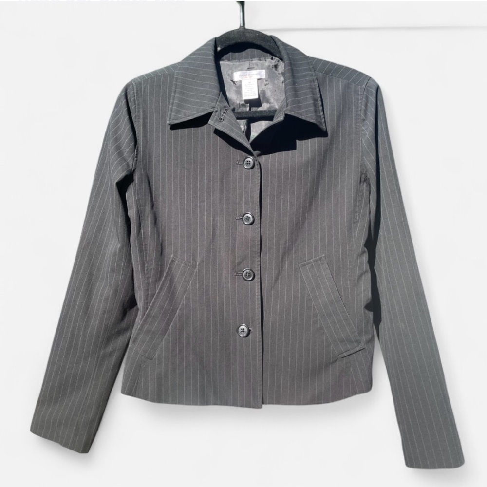Isaac Mizrahi Charcoal Pinstripe Blazer